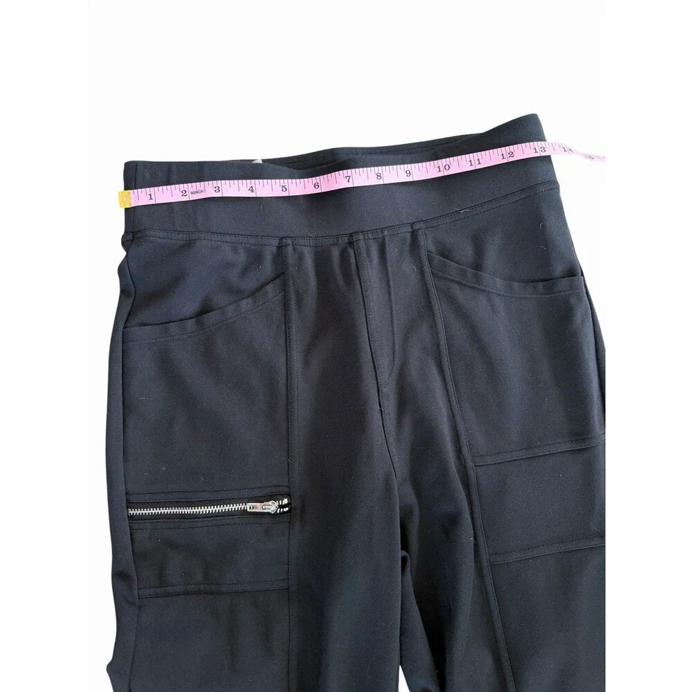 Halara Womens Medium Black High Waisted Pocket Zipper Darted Slim Pants Moto